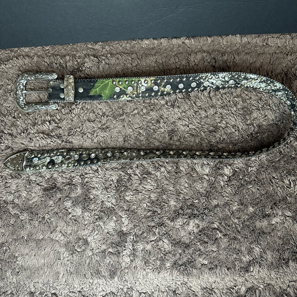 Nocona Studded Reptile Collar - Black and Green